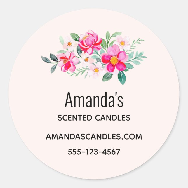 Hübsche rosa Blume Bouquet Business Runder Aufkleber (Vorderseite)