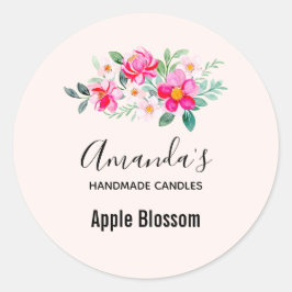 Hübsche rosa Blume Bouquet Candle Biz Runder Aufkleber