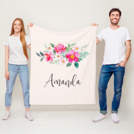 Hübsche rosa Blume Bouquet Fleecedecke
