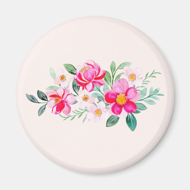 Hübsche rosa Blume Bouquet Magnet (Vorne)