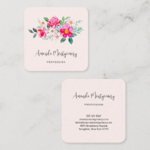 Hübsche rosa Blume Bouquet Quadratische Visitenkarte
