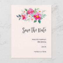 Hübsche rosa Blume Bouquet Save the Date