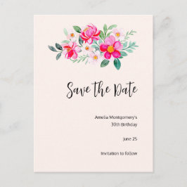 Hübsche rosa Blume Bouquet Save the Date Einladungspostkarte