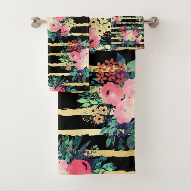 Hübsche rosa Blume - Farbmuster Badhandtuch Set (Insitu)