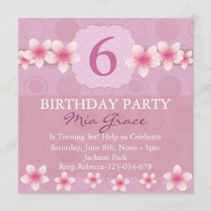 Hübsche rosa Blume Geburtstagsladen Einladung