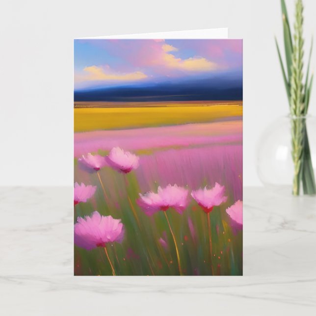 Hübsche rosa Blume Grußkarte Karte (Vorderseite)