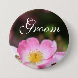 Hübsche Rosa-Blume-Hochzeit Button