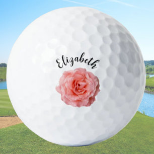 Hübsche Rosa Blume individuelle Name Damen Golfball