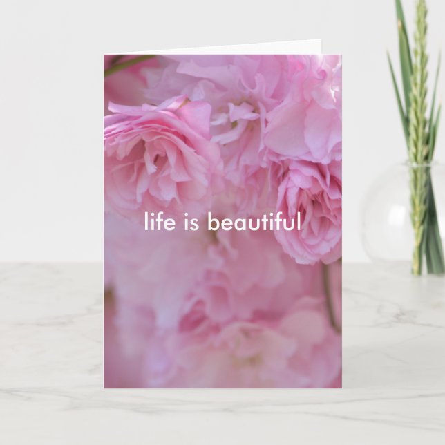 Hübsche rosa Blume Karte (Vorderseite)