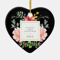 Hübsche rosa Blume Kindermädchen Erste Weihnachten