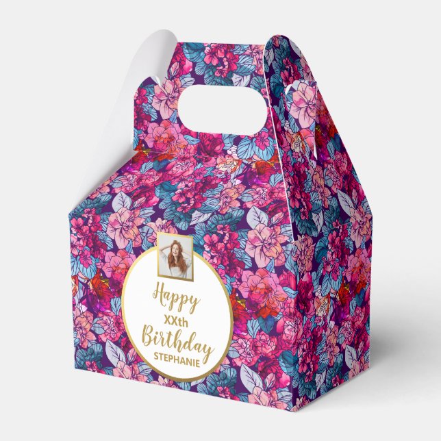 Hübsche rosa Blume, kundenspezifisches Foto, Happy Geschenkschachtel (Vorderseite)