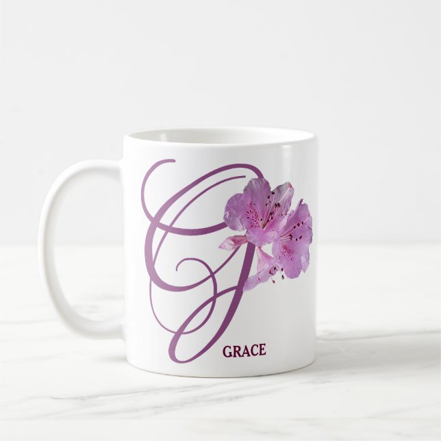 Hübsche rosa Blume mit dem Namen "Grace" (Maßgesch Kaffeetasse (Links)