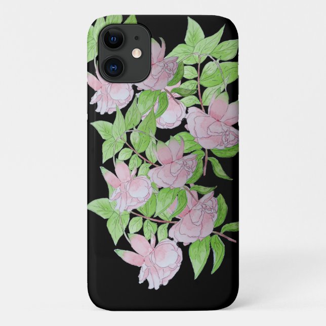 hübsche rosa Blume mit floralen Blättern Case-Mate iPhone Hülle (Rückseite)