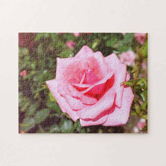 hübsche Rosa-Blume mit süßen Herzen Puzzle (Horizontal)