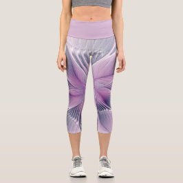 Hübsche rosa Blume Moderne Abstrakte Fraktal Kunst Capri Leggings