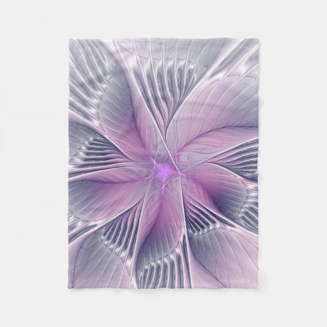 Hübsche rosa Blume Moderne Abstrakte Fraktal Kunst Fleecedecke (Vorderseite)