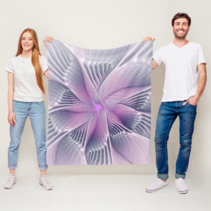 Hübsche rosa Blume Moderne Abstrakte Fraktal Kunst Fleecedecke