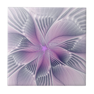 Hübsche rosa Blume Moderne Abstrakte Fraktal Kunst Fliese