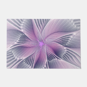 Hübsche rosa Blume Moderne Abstrakte Fraktal Kunst Fußmatte