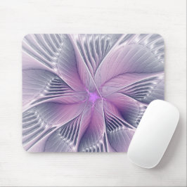 Hübsche rosa Blume Moderne Abstrakte Fraktal Kunst Mousepad
