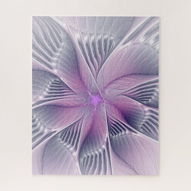 Hübsche rosa Blume Moderne Abstrakte Fraktal Kunst Puzzle (Vertikal)