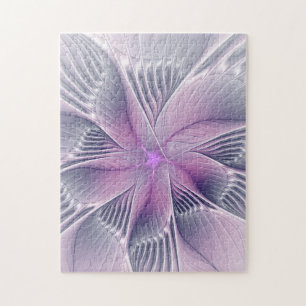 Hübsche rosa Blume Moderne Abstrakte Fraktal Kunst Puzzle