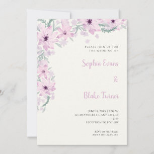 Hübsche Rosa Blume Romantische Weißcreme Hochzeit Einladung