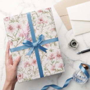 Hübsche rosa Blumen Brautparty Geschenkpapier