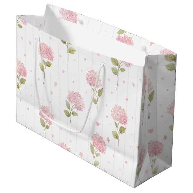 Hübsche rosa Blumen-Brautparty Große Geschenktüte (Vorderseite Schrägansicht)