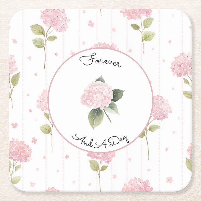 Hübsche rosa Blumen Hochzeit Rechteckiger Pappuntersetzer (Vorderseite)