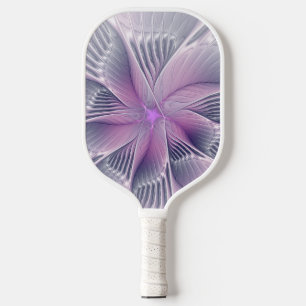 Hübsche rosa Blumen moderne abstrakte Fraktal-Kuns Pickleball Schläger