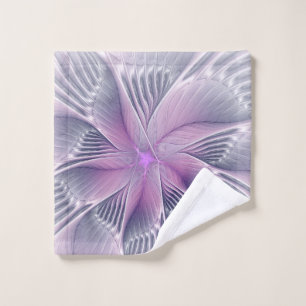 Hübsche rosa Blumen moderne abstrakte Fraktalkunst Waschlappen