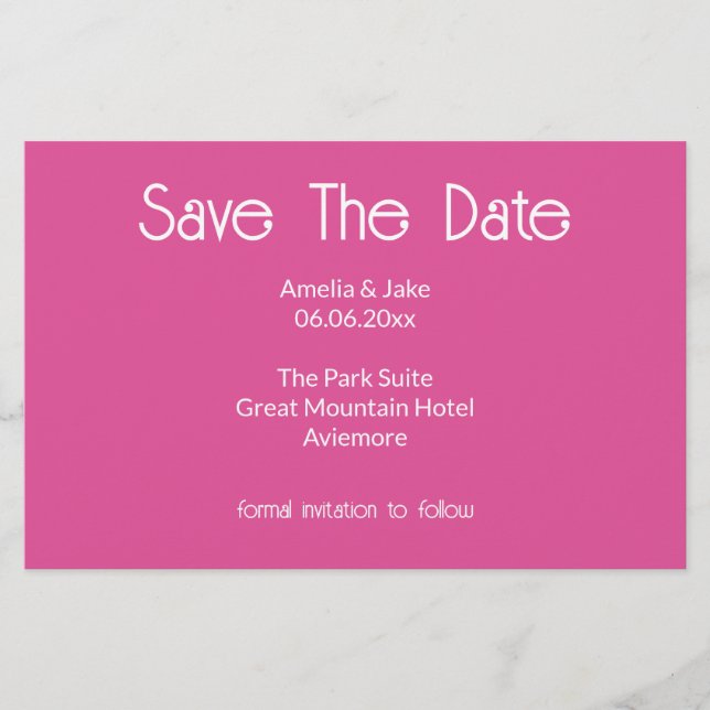 Hübsche rosa Blumen-Save-the-Date-Karte Briefpapier (Vorderseite)