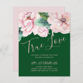 Hübsche Rosa Blumengrün Blätter Hochzeitbudget