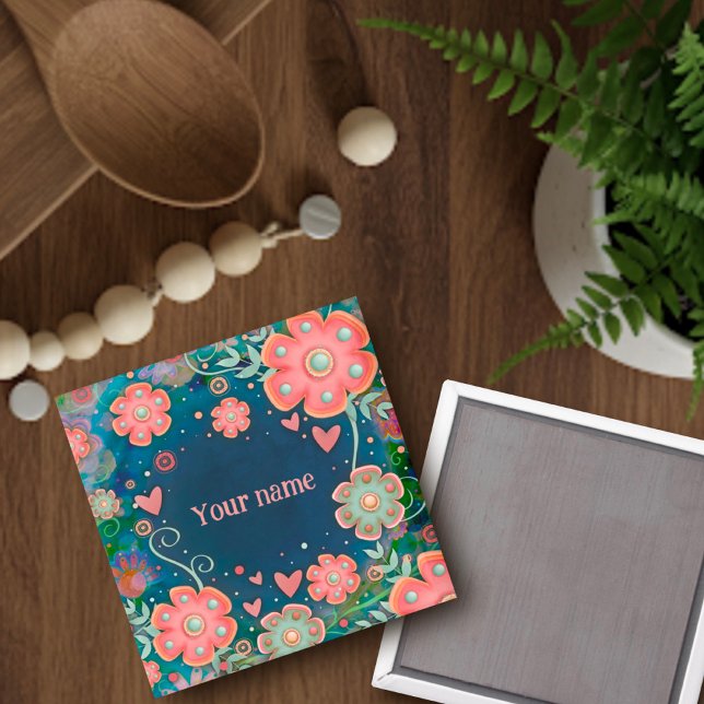 Hübsche rosa Blumenhörer - individuelle Inspirivit Magnet (Von Creator hochgeladen)