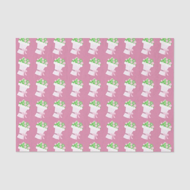 Hübsche rosa Blumensträuße Muster Seidenpapier (Vorderseite)