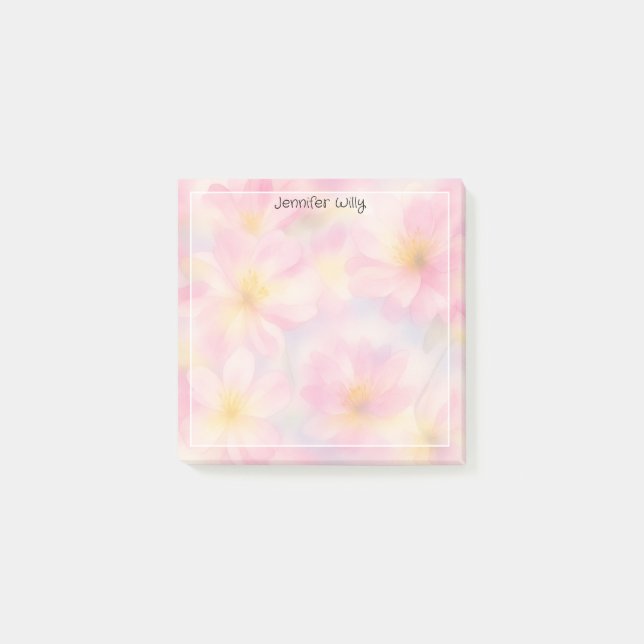Hübsche rosa Blumenwiese Benutzername feminin Post-it Klebezettel (Vorderseite)