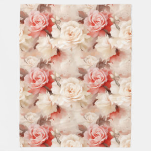 Hübsche rosa Blush Cream Rose floral Fleecedecke