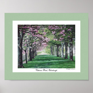 Hübsche Rosa Blüte Edinburgh Landschaft Kunst Poster