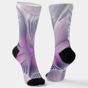 Hübsche rosa Blüten moderne abstrakte Fraktal-Kuns Socken