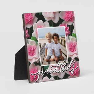 Hübsche rosa Blütenboho personalisierte Fotovorlag Fotoplatte