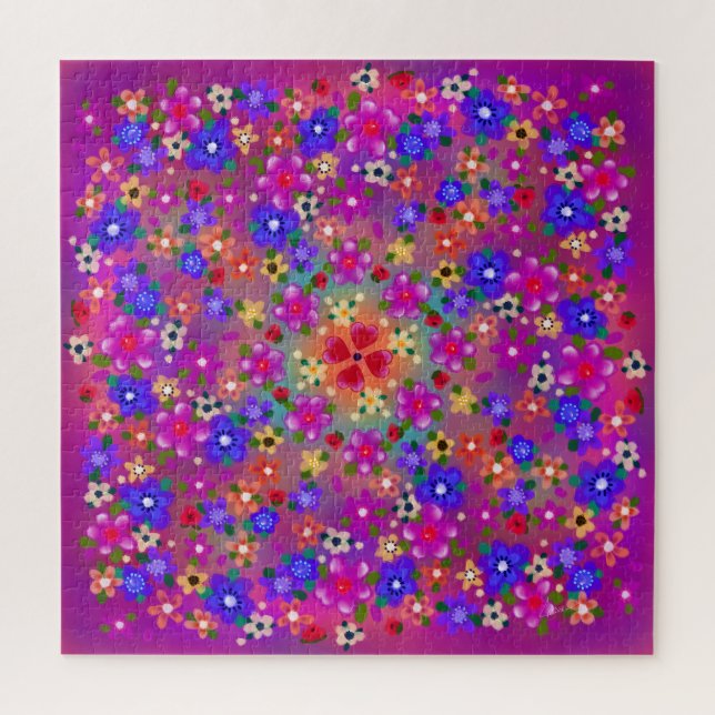 Hübsche Rosa-Boho-Blume Puzzle (Vertikal)