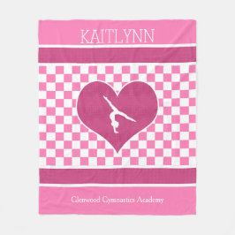 Hübsche rosa Checkered Gymnastik mit Monogramm Fleecedecke