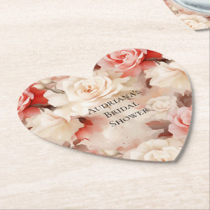 Hübsche rosa Cremefarbene Florale Hochzeitsdusche Untersetzer