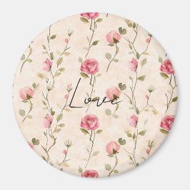 Hübsche rosa cremefarbene Rosen Florale Liebe Magnet