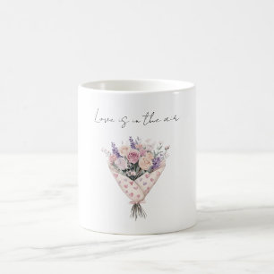 Hübsche rosa cremefarbene Rosen Lavendel Blumenlie Kaffeetasse