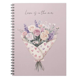 Hübsche rosa cremefarbene Rosen Lavendel Blumenlie Notizblock