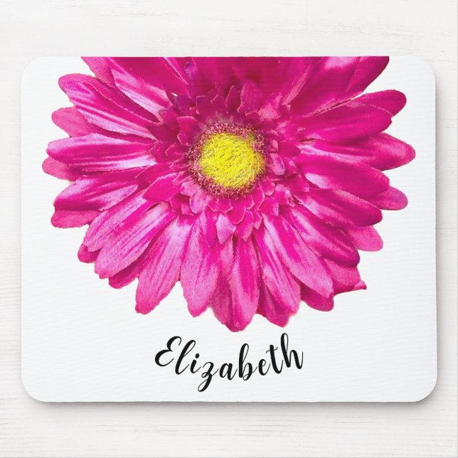 Hübsche Rosa daisy Blume individuelle Name Frauen Mousepad (Vorne)