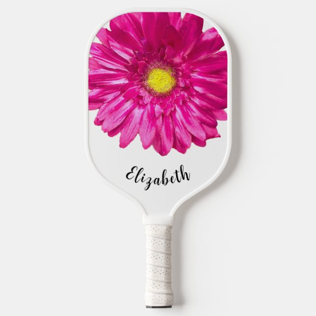 Hübsche Rosa daisy Blume individuelle Name Frauen Pickleball Schläger (Vorderseite)