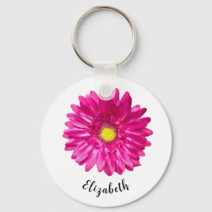 Hübsche Rosa daisy Blume individuelle Name Frauen Schlüsselanhänger